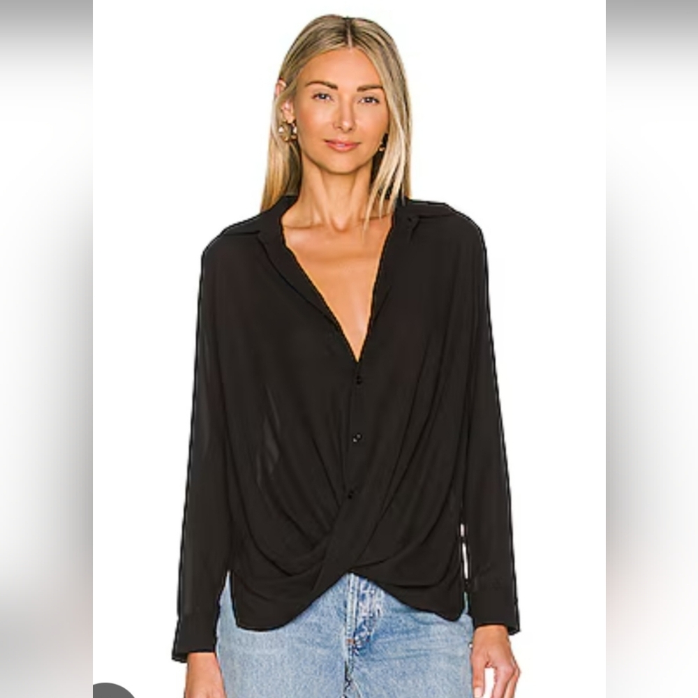 Zac & Rachel Black Draped Blouse